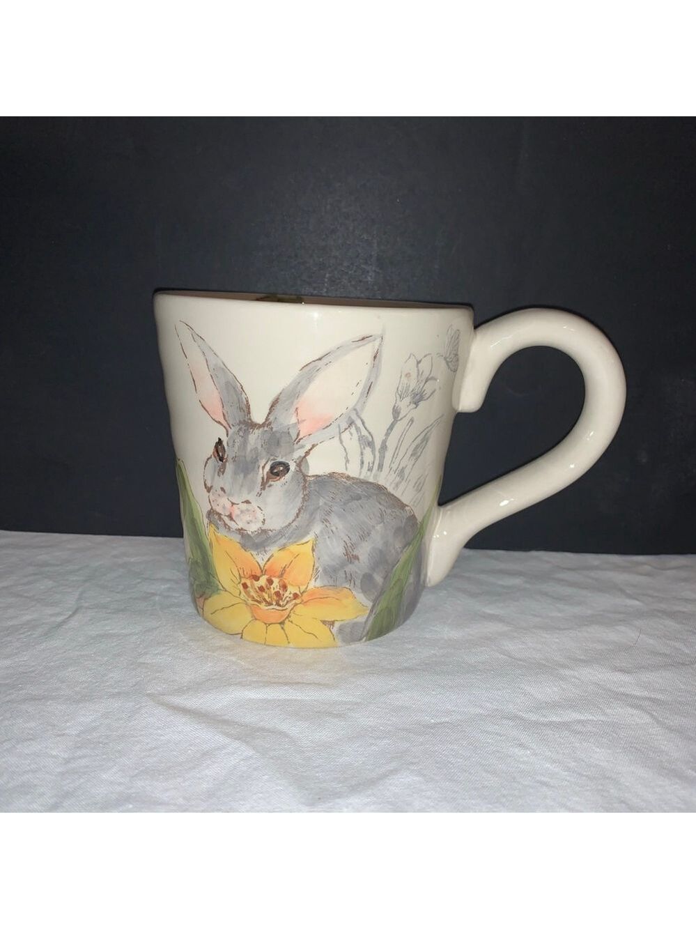 Maxcera Bunny Selfie Off-White Grey Yellow Daffodil Mug One Size